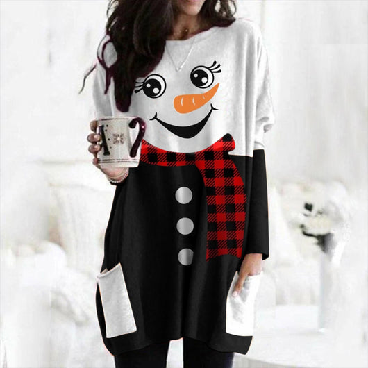 Playera Manga Larga con Bolsillo y Estampado de Muñeco de Nieve - Image 8