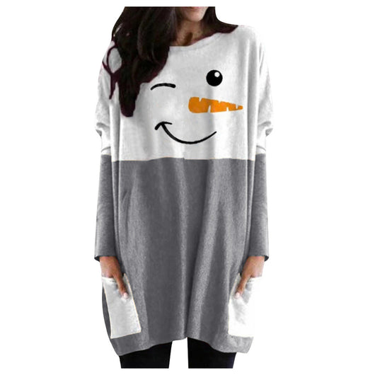 Playera Manga Larga con Bolsillo y Estampado de Muñeco de Nieve - Image 2