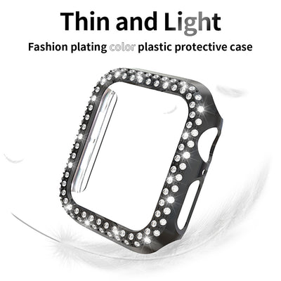 Funda Protectora Electrochapada con Diamantes para Apple - Diseño Hueco Doble Fila - Image 14