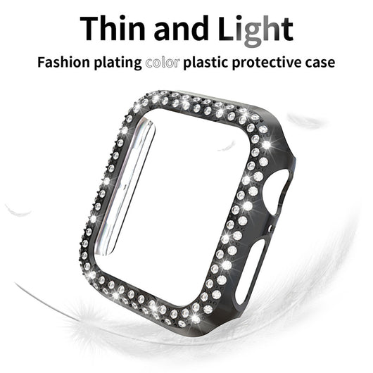Funda Protectora Electrochapada con Diamantes para Apple - Diseño Hueco Doble Fila - Image 14