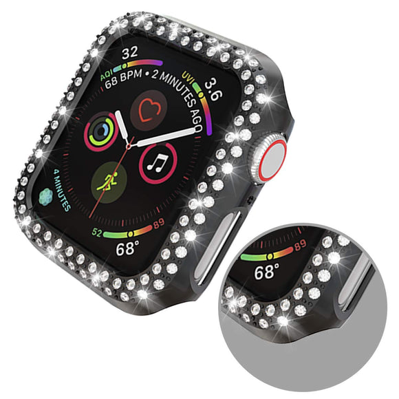 Funda Protectora Electrochapada con Diamantes para Apple - Diseño Hueco Doble Fila