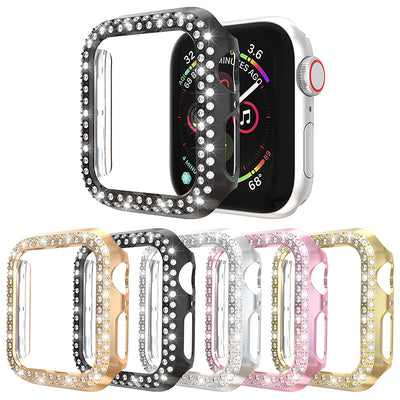 Funda Protectora Electrochapada con Diamantes para Apple - Diseño Hueco Doble Fila