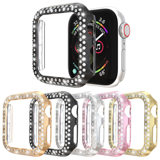Funda Protectora Electrochapada con Diamantes para Apple - Diseño Hueco Doble Fila