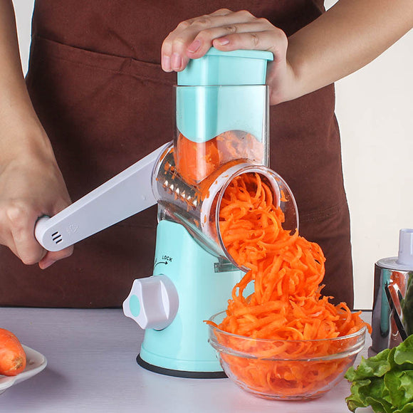 Rallador Multifuncional de Verduras y Quesos - Cortador Giratorio 5 en 1
