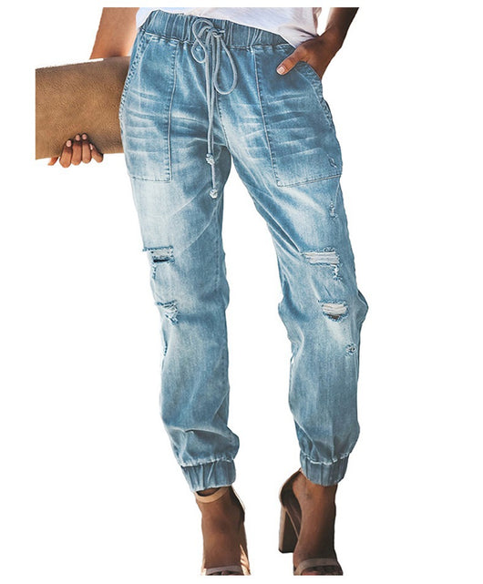 Jeans Slim Rotos de Cintura Alta con Cordón Ajustable - Image 8