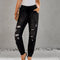 Jeans Slim Rotos de Cintura Alta con Cordón Ajustable