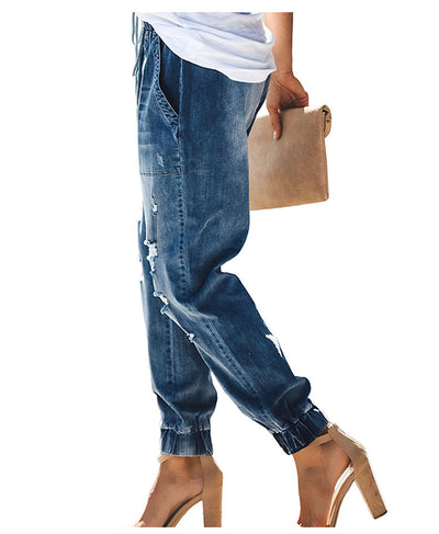 Jeans Slim Rotos de Cintura Alta con Cordón Ajustable - Image 3