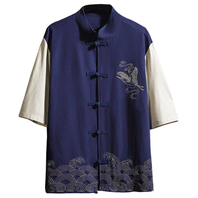 Hanfu Elegante con Bordado de Grúa y Contraste - Image 5