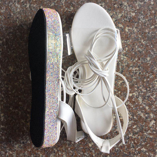 Sandalias Plataforma con Strass para Mujer - Calzado Elegante de Verano