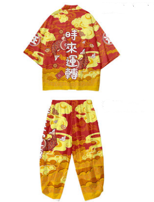 Kimono Cardigan Hombre Estilo Festivo - Mangas 3/4 Tendencia Oriental