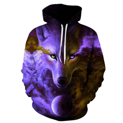 Sudadera con Capucha Lobo 3D Púrpura - Estilo Casual Moderno - Image 7