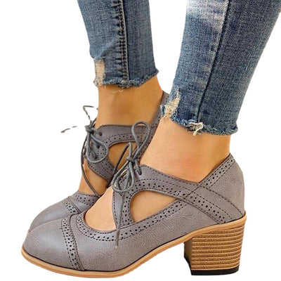 Zapatos Talla Grande 43 Mujer Verano Estilo Retro Europeo Punta Redonda Tacón Grueso - Image 11
