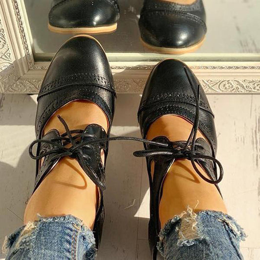 Zapatos Talla Grande 43 Mujer Verano Estilo Retro Europeo Punta Redonda Tacón Grueso