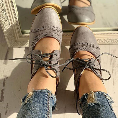Zapatos Talla Grande 43 Mujer Verano Estilo Retro Europeo Punta Redonda Tacón Grueso - Image 3