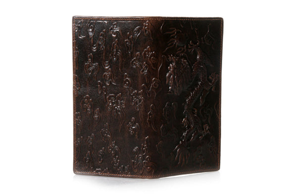 Billetera Vintage de Cuero para Hombre con Dragón Tridimensional