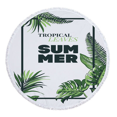 Toalla de Playa Redonda Tropical Microfibra con Flecos - Image 10