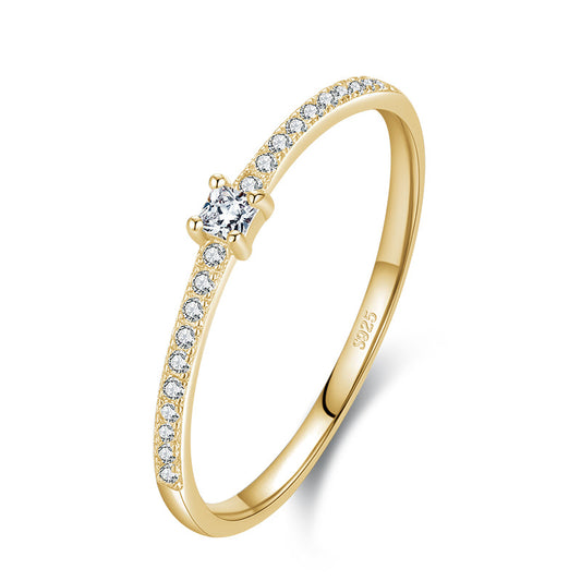 Anillo de Plata 925 Minimalista Coreano con Micro Incrustaciones para Dedo Índice