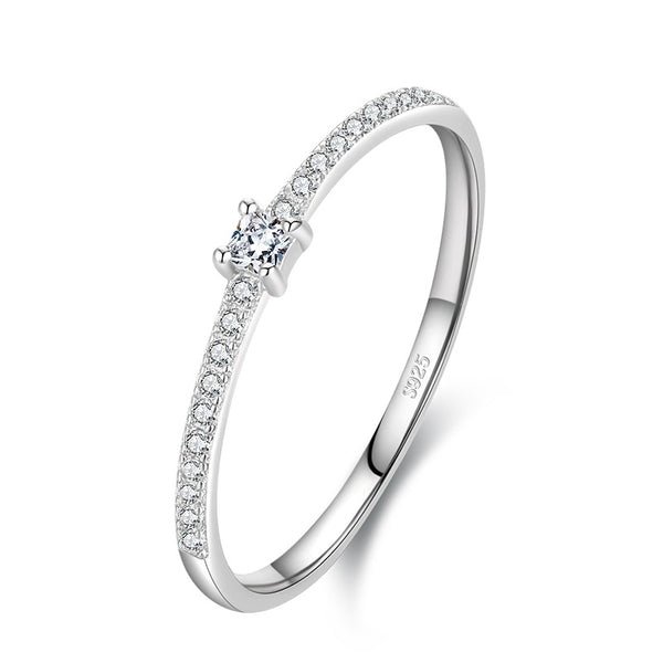 Anillo de Plata 925 Minimalista Coreano con Micro Incrustaciones para Dedo Índice - Image 2