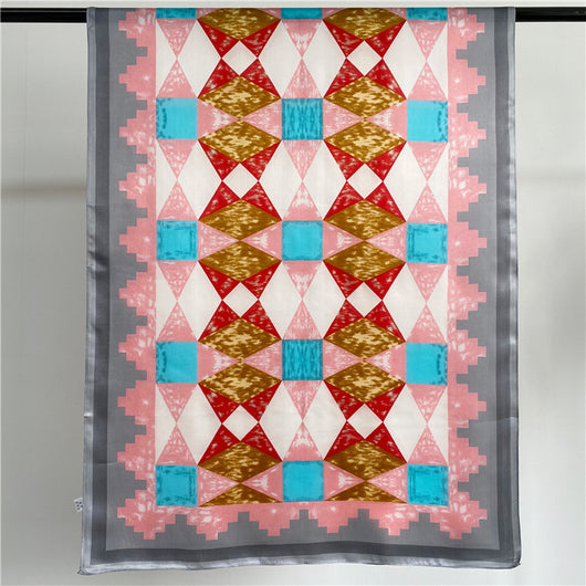 Pañuelo de Seda Satinada con Patrón Geométrico Retro para Mujer - Image 7
