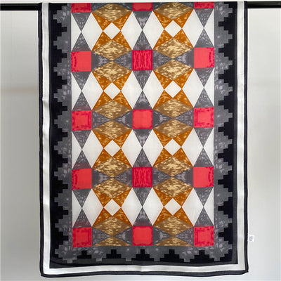 Pañuelo de Seda Satinada con Patrón Geométrico Retro para Mujer - Image 6