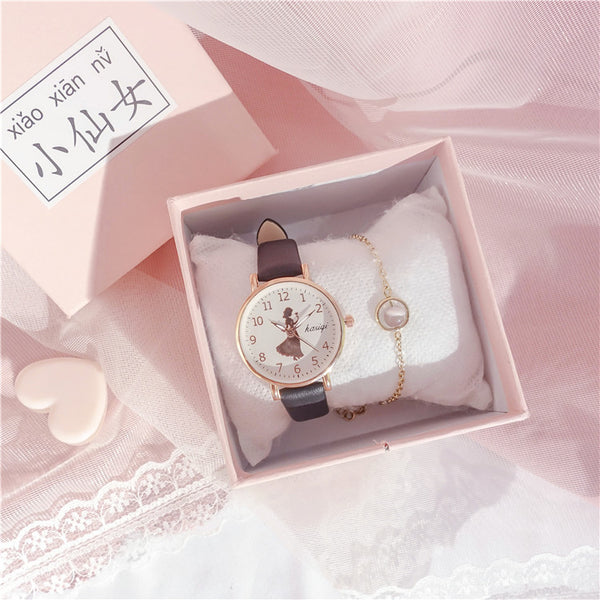 Reloj Lovely Girl Versión Coreana con Diseño Minimalista y Flor de Cerezo - Image 5