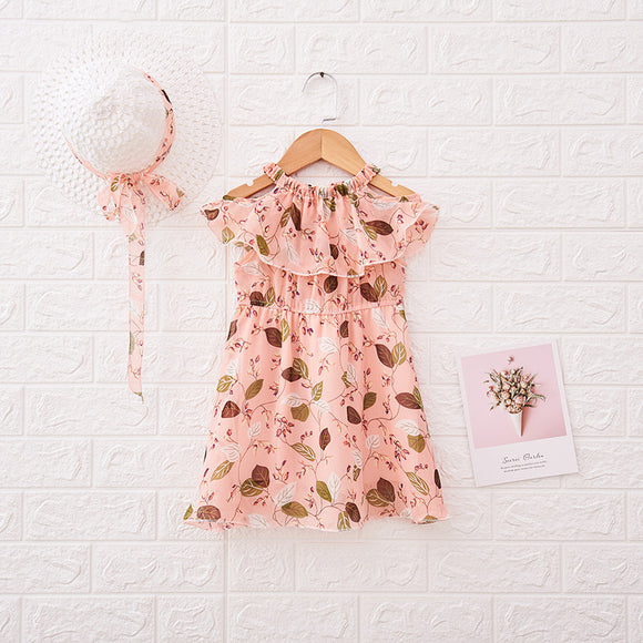 Vestido Niña Verano Coreano Cuello Volante Bohemio