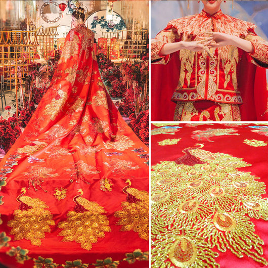Vestido de Novia Tradicional Chino con Capa Larga Xiuhe - Image 11