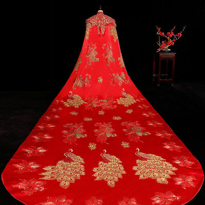 Vestido de Novia Tradicional Chino con Capa Larga Xiuhe - Image 4