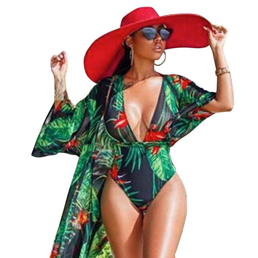 Traje de Baño Enterizo Talla Grande Estampado Digital con Velo Sexy - Image 8