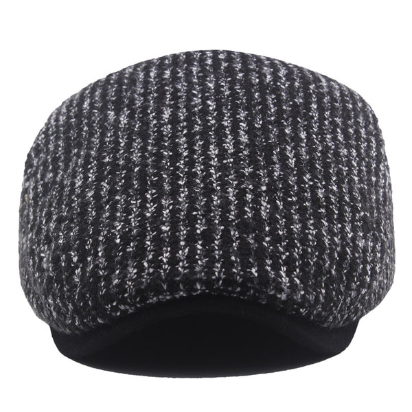 Boina Tejida de Color Liso para Hombre - Invierno Acolchada