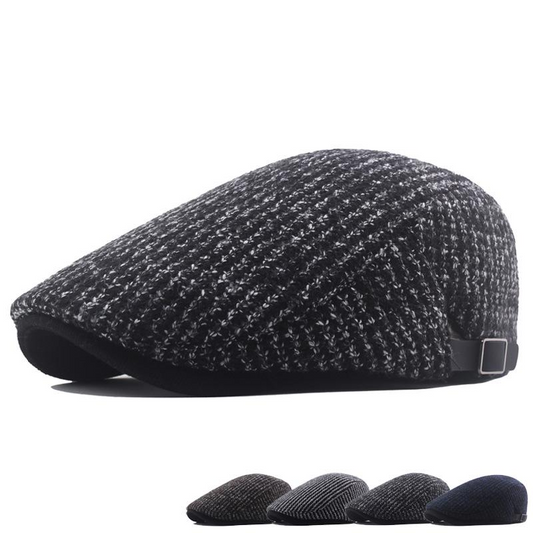 Boina Tejida de Color Liso para Hombre - Invierno Acolchada