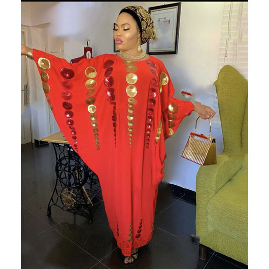 Vestido Africano Elegante de Dos Piezas en Chifón con Mangas Largas - Image 6