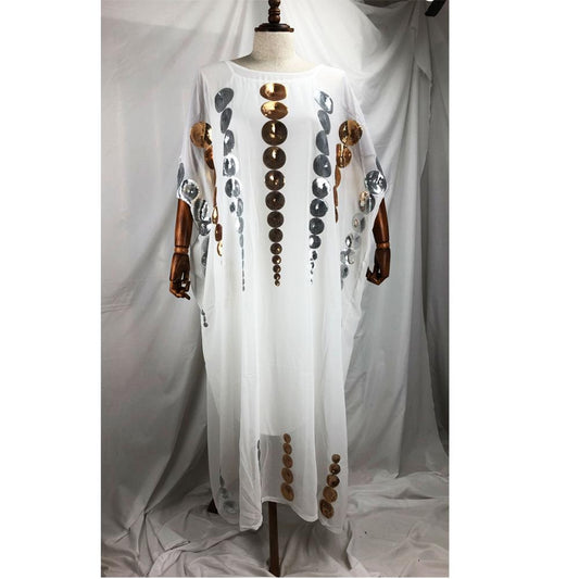 Vestido Africano Elegante de Dos Piezas en Chifón con Mangas Largas