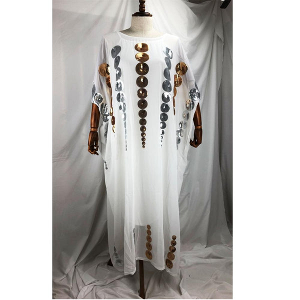 Vestido Africano Elegante de Dos Piezas en Chifón con Mangas Largas