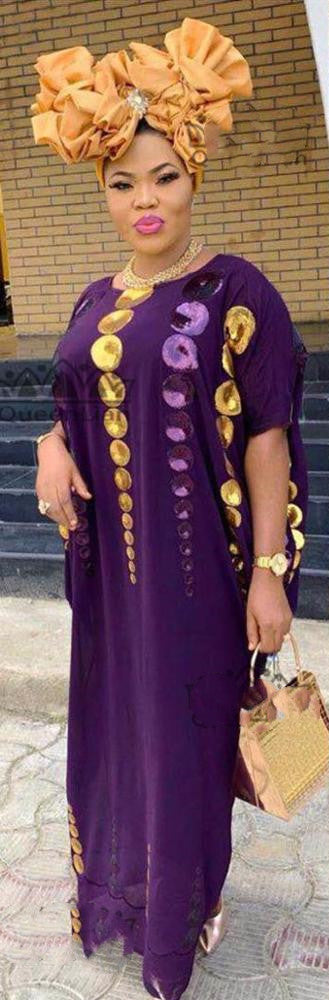 Vestido Africano Elegante de Dos Piezas en Chifón con Mangas Largas