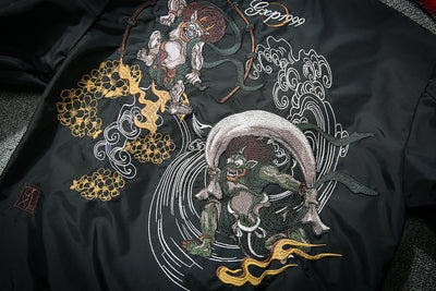 Chaqueta Bomber Estilo Japonés con Bordado Tide - Unisex Parejas - Image 9