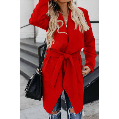 Abrigo Trench Coat Clásico de Color Sólido - Image 3