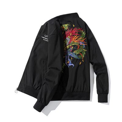 Chaqueta Bomber Unisex con Bordado de Fénix - Estilo Japonés Hengxu He - Image 6