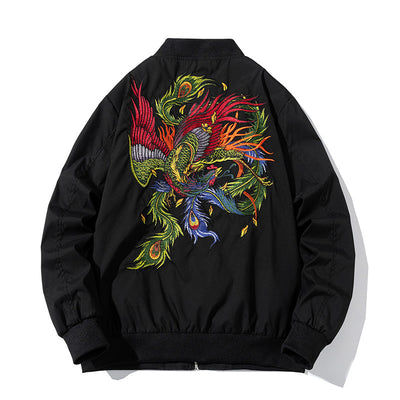 Chaqueta Bomber Unisex con Bordado de Fénix - Estilo Japonés Hengxu He - Image 4