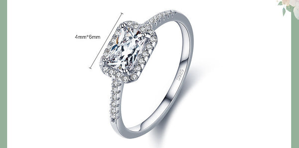 Anillo de Lujo Rectangular con Circones Incrustados para Mujer - Estilo Europeo