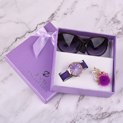 Set de Regalo 3 en 1: Reloj de Cuero, Gafas de Sol y Broche para Mujer - Image 6