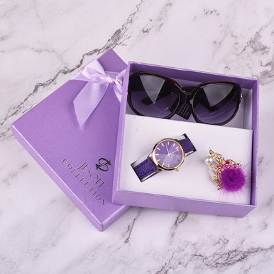 Set de Regalo 3 en 1: Reloj de Cuero, Gafas de Sol y Broche para Mujer - Image 10