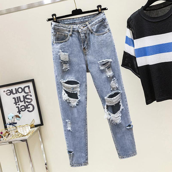 Pantalones Denim Harlan Cropped Estilo Coreano