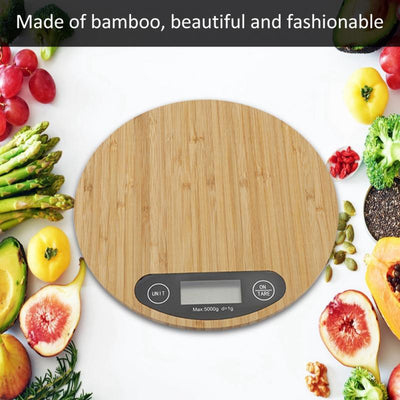 Báscula Digital de Cocina Bambú Redonda - Precisión para Repostería y Cocina - Image 5