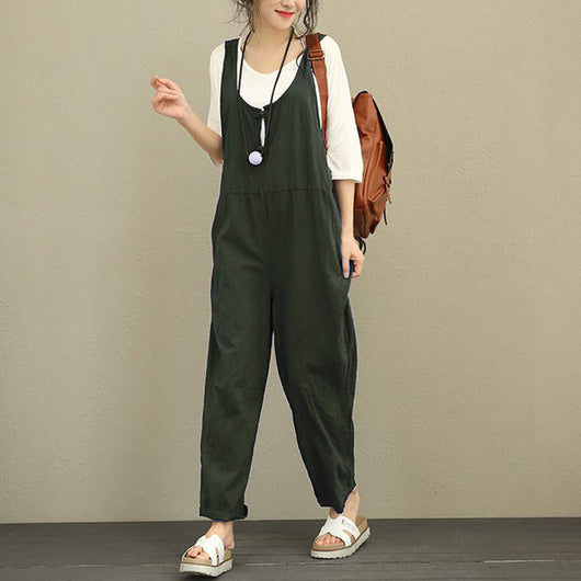 Pantalones Peto Mujer Talla Grande - Estilo Casual Holgado - Image 9