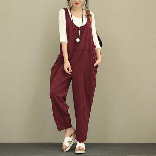 Pantalones Peto Mujer Talla Grande - Estilo Casual Holgado - Image 4
