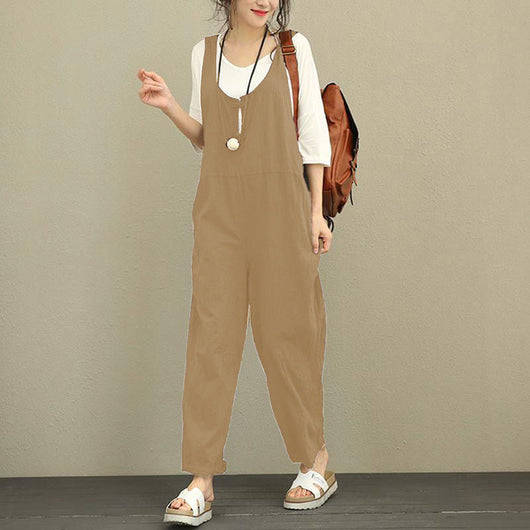 Pantalones Peto Mujer Talla Grande - Estilo Casual Holgado