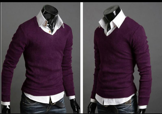Suéter Cuello V Retro Británico Ajustado para Hombre - Prenda Versátil Otoño/Primavera - Image 9