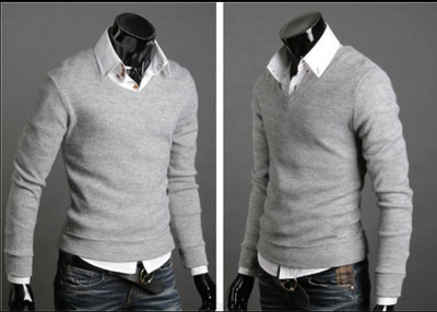 Suéter Cuello V Retro Británico Ajustado para Hombre - Prenda Versátil Otoño/Primavera - Image 8