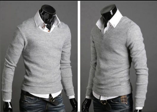 Suéter Cuello V Retro Británico Ajustado para Hombre - Prenda Versátil Otoño/Primavera - Image 8